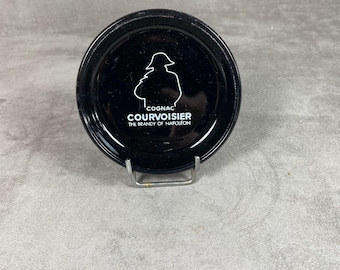 Courvoisier ashtray in black glass vintage made in France