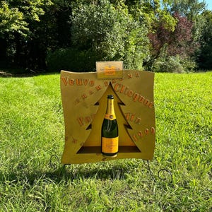 RARE Veuve Clicquot Champagne Cardboard and Metal Bottle Display 1990s