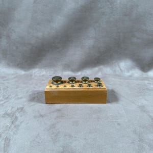 VERY RARE Complete weight set for antique scale in wood and brass from 1gr to 200gr