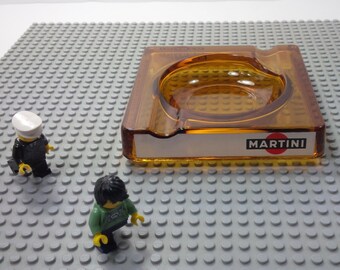 Martini vintage amber glass Ashtray Made in Italy Circa 1980