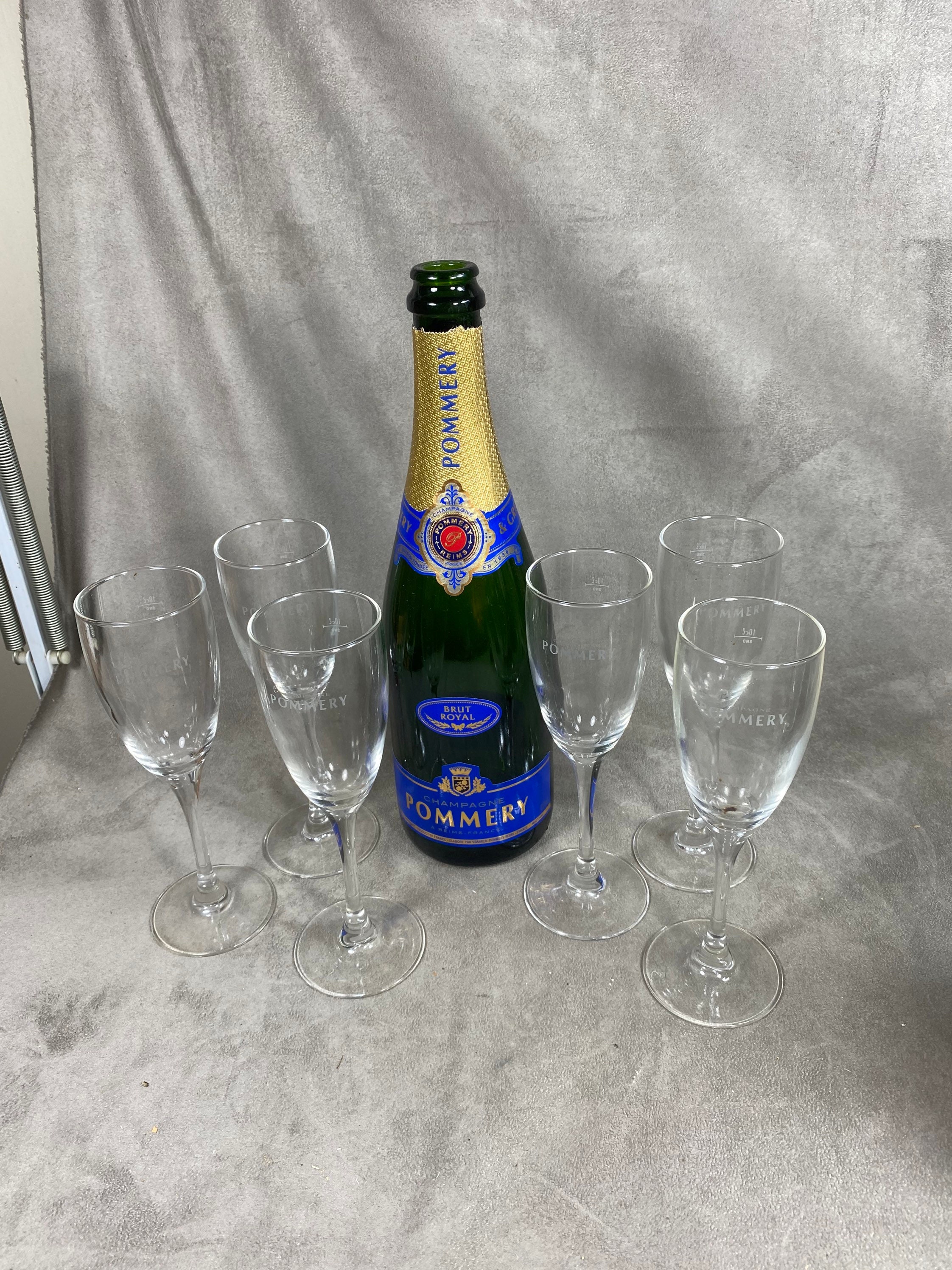 Lot de 6 Flutes en Verre Champagne Pommery Vintage Made in France