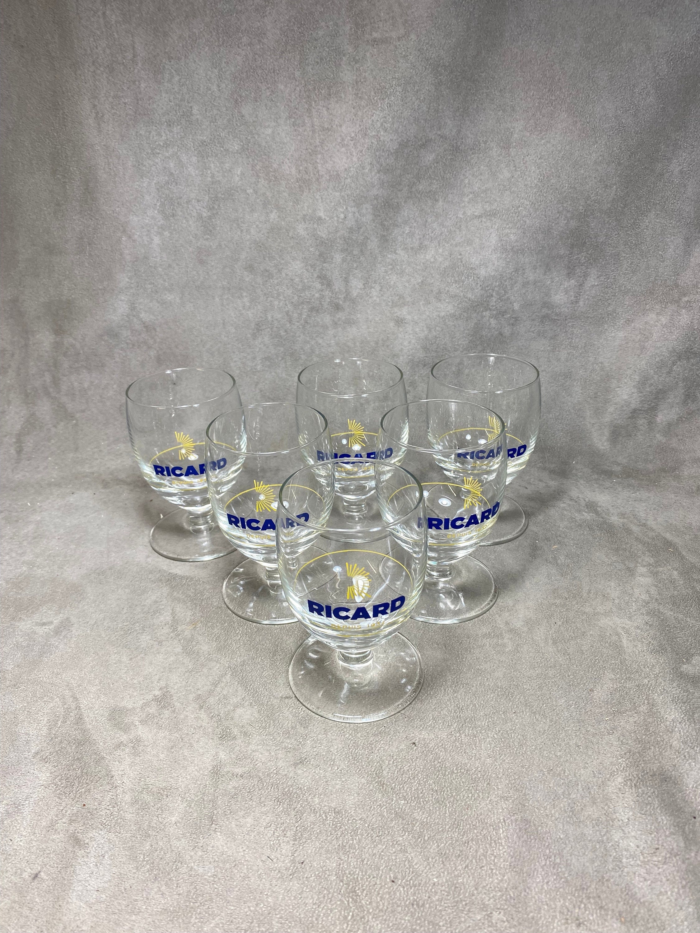 Lot de 6 Verres Ballon Ricard Vintage Articles Publicitaires | Made in France Années 1990