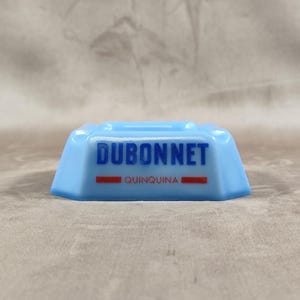 Dubonnet Blue Glass Advertising Ashtray Made in France Vintage 1970