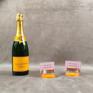Lot de 2 porte menu/cartes Champagne Veuve Clicquot ligne Trendy Made in France Vintage 1990