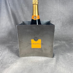 RARE Veuve Clicquot Ponsardin vintage in steel champagne bucket Veuve Clicquot orange bucket for champagne bottle vintage Made in France