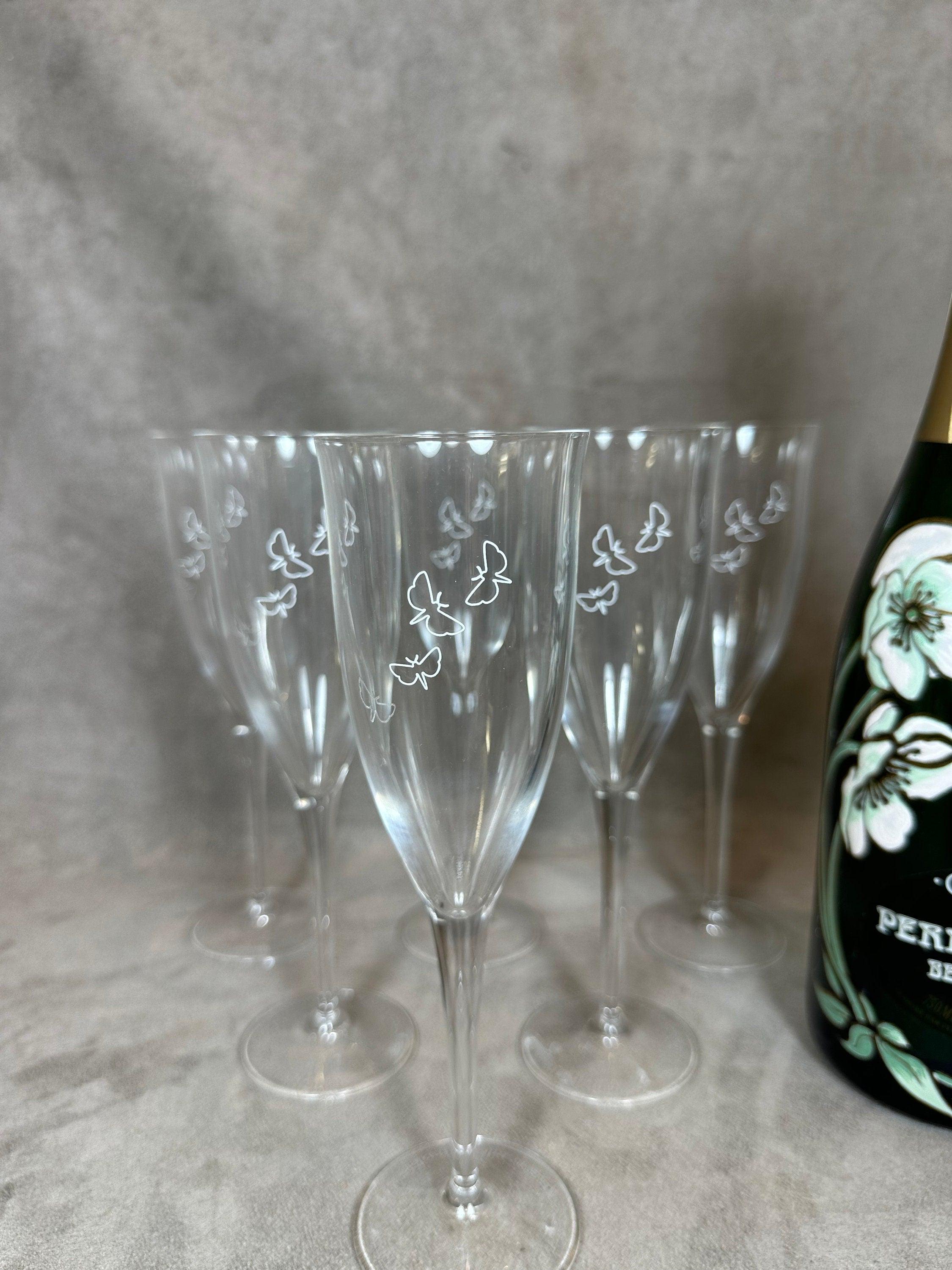 Perrier Jouët フルートグラス 6個セット 18cl VERY RARE Set of 6 Champagne Flutes in Crystal Perrier-jouët