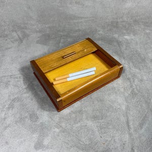 Vintage wooden cigarette box dispenser Made in France