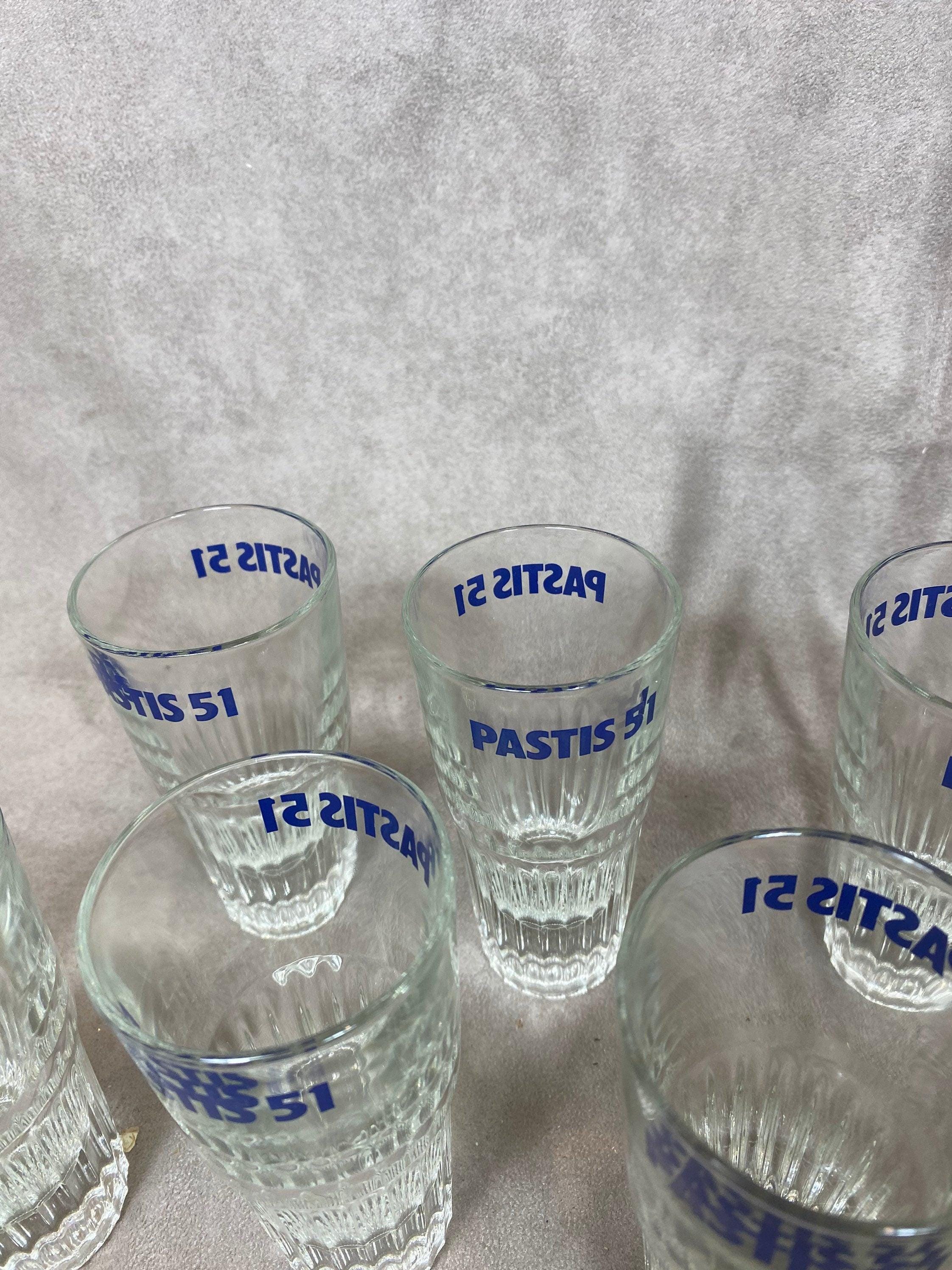 Lot De 6 Verres à Pastis Pastis 51 – Vintage, Verre, Made In France, Années 70