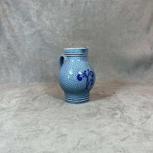 Blue porcelain pitcher REVOL vintage Made in France 1970s
