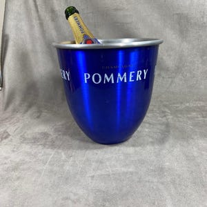 Vintage aluminium champagne bucket Pommery blue Made in France