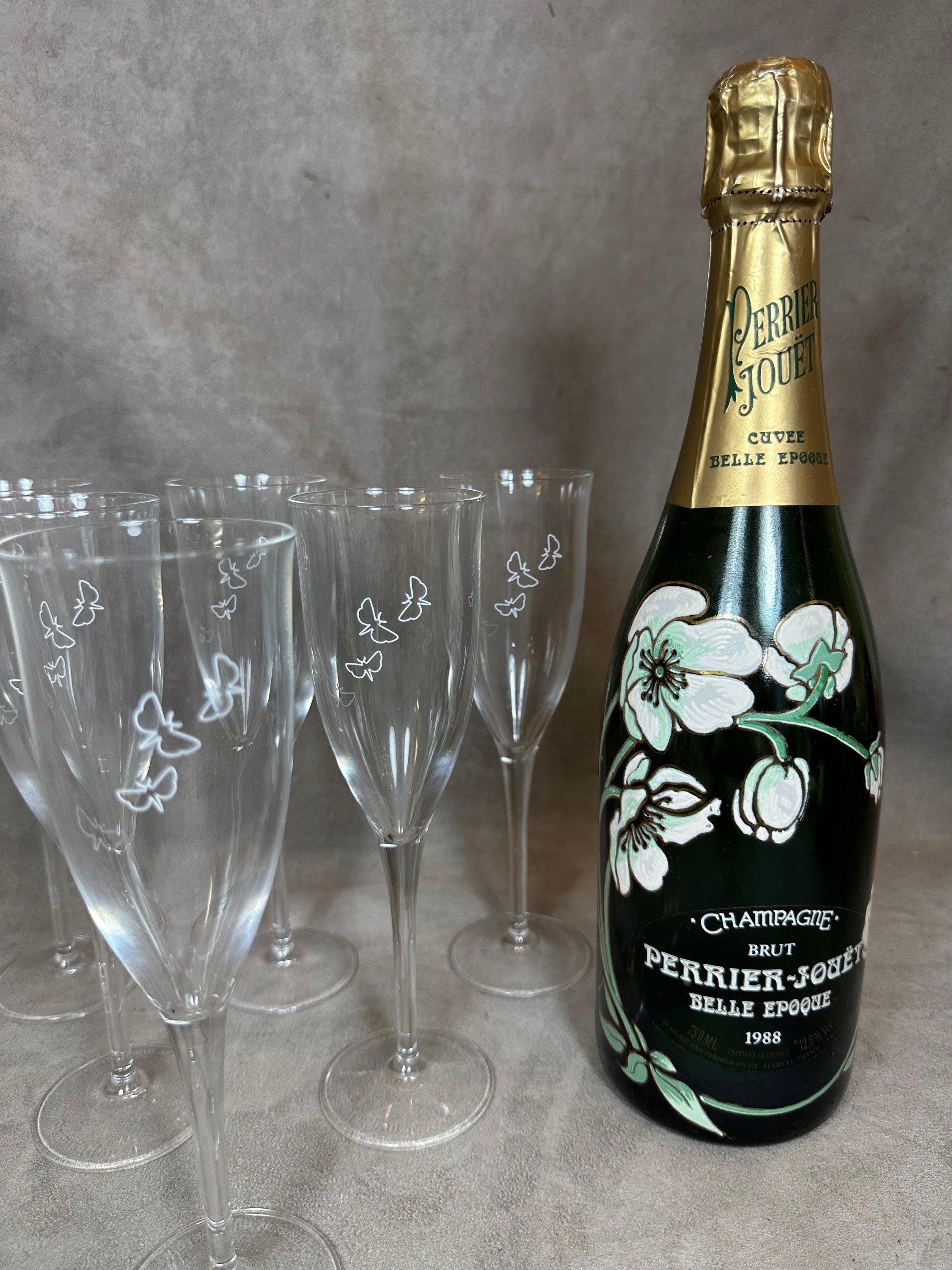 Perrier Jouët フルートグラス 6個セット 18cl VERY RARE Set of 6 Champagne Flutes in Crystal Perrier-jouët
