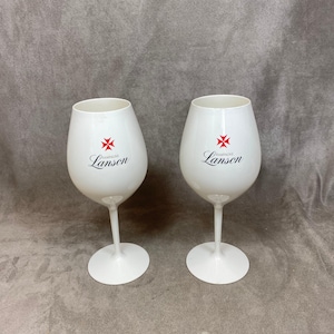 Set of 2 XXL champagne flutes in white plastic Champagne Lanson vintage Made in France