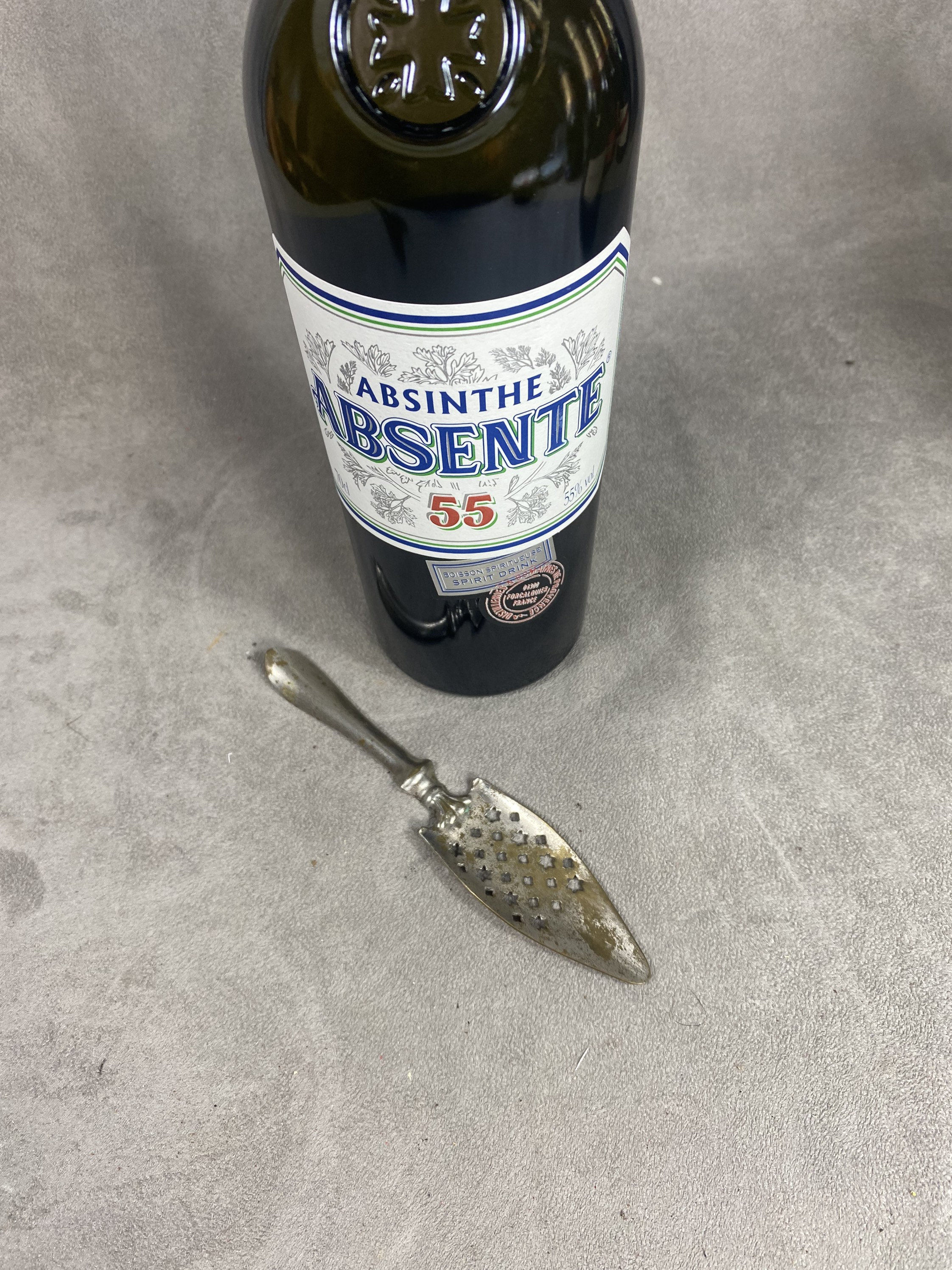 Ancienne Cuillère à Absinthe en Metal Extra Blanc Vintage 1900 Made in France