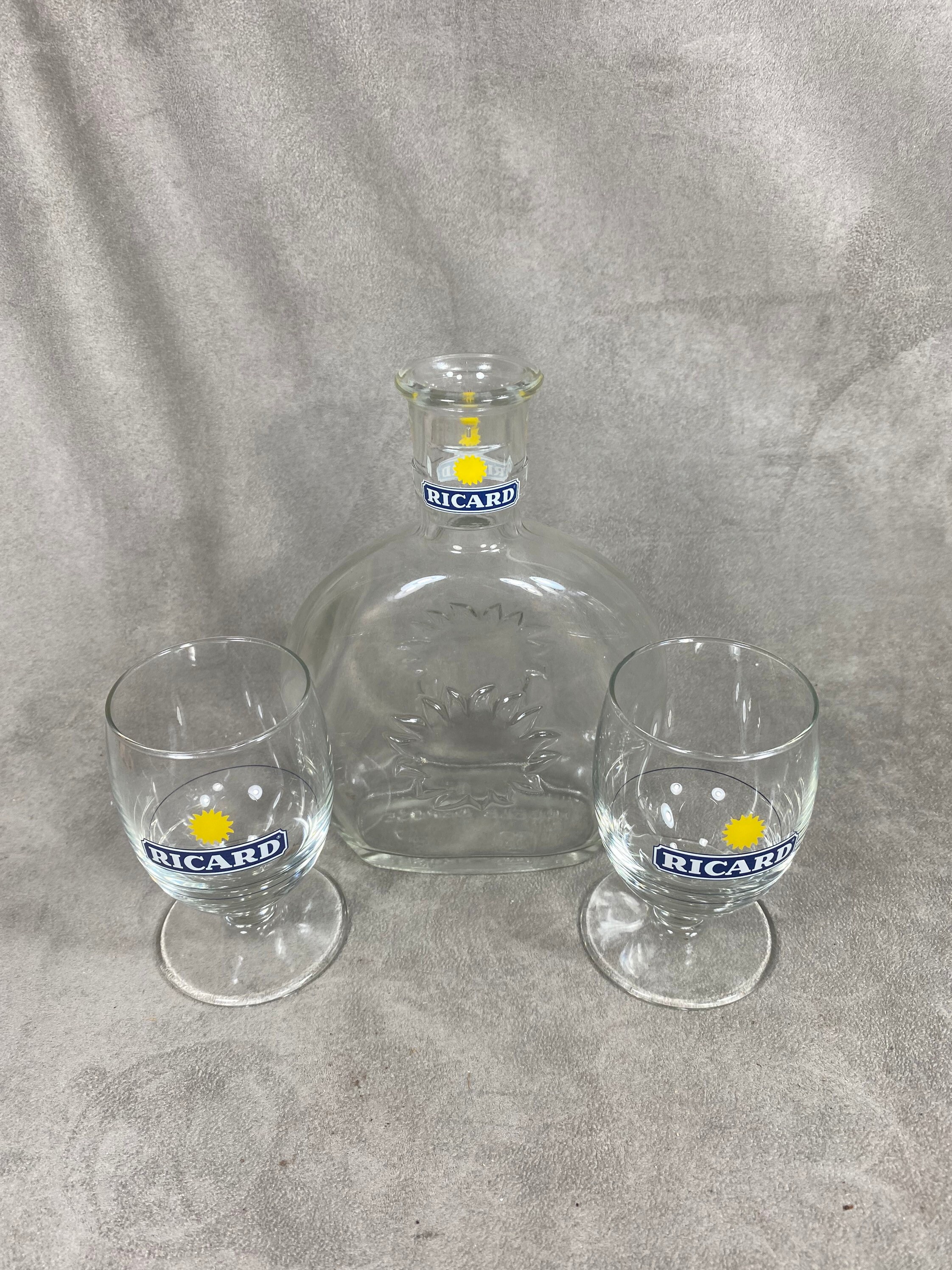 Carafe Ricard et 2 Verres Vintage Articles Publicitaires | Made in France Années 1970