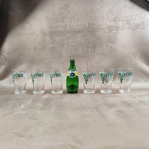 Set of 6 glasses Perrier sparkling water Made in France Vintage 1980