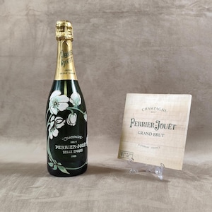 Planche en bois décorative pour bouteilles de champagne Perrier-Jouët grand brut Made in France Années 1980
