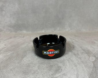 Martini ashtray Advertising item ashtray in black glass Made in France