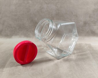 ANCIEN BOCAL À Bonbons en Verre Soufflé du XIXe Siècle avec Bouchon en