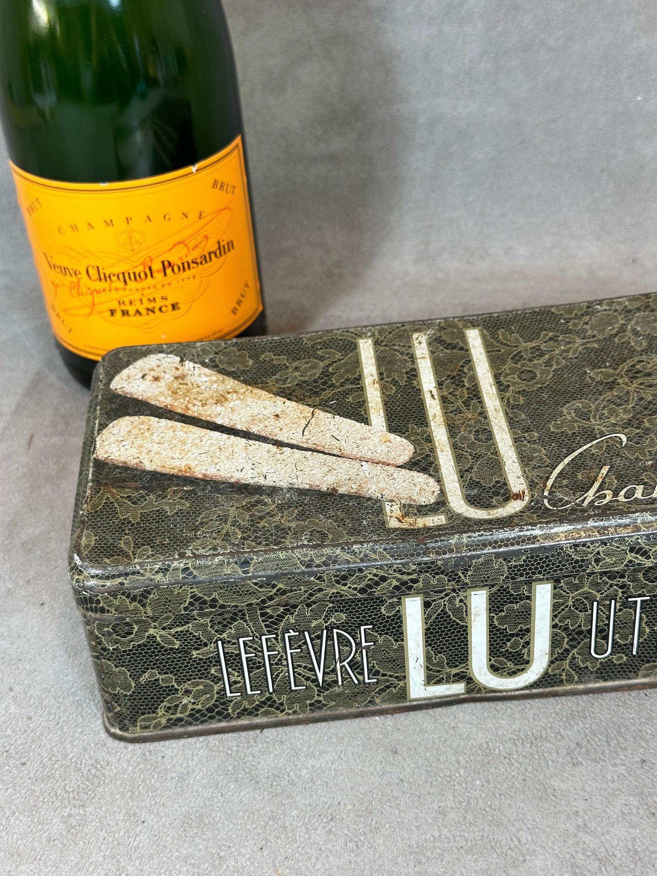 Metal Tin by Lefevre Utile, LU Biscuits Champagne, Made in France