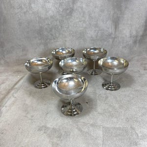 Set of 6 Letang Remy ice cream bowls  in 18/10 stainless steel vintage Made in France