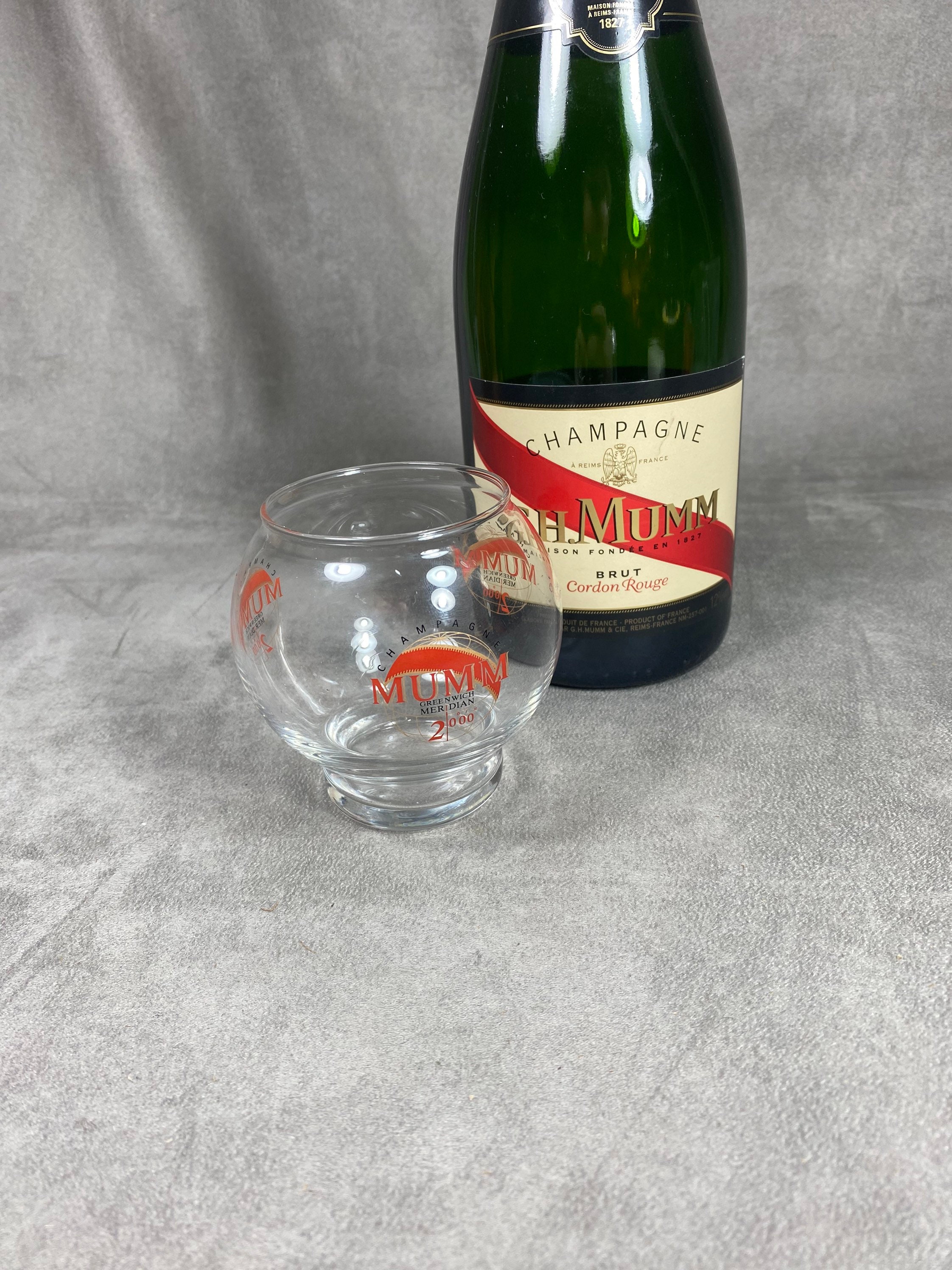 Photophore de L'an 2000 Champagne Mumm France Rond en Verre |Vintage Made in France