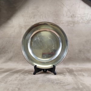 Antique silver metal dish with silver-plated punch Made in France Vintage 1900