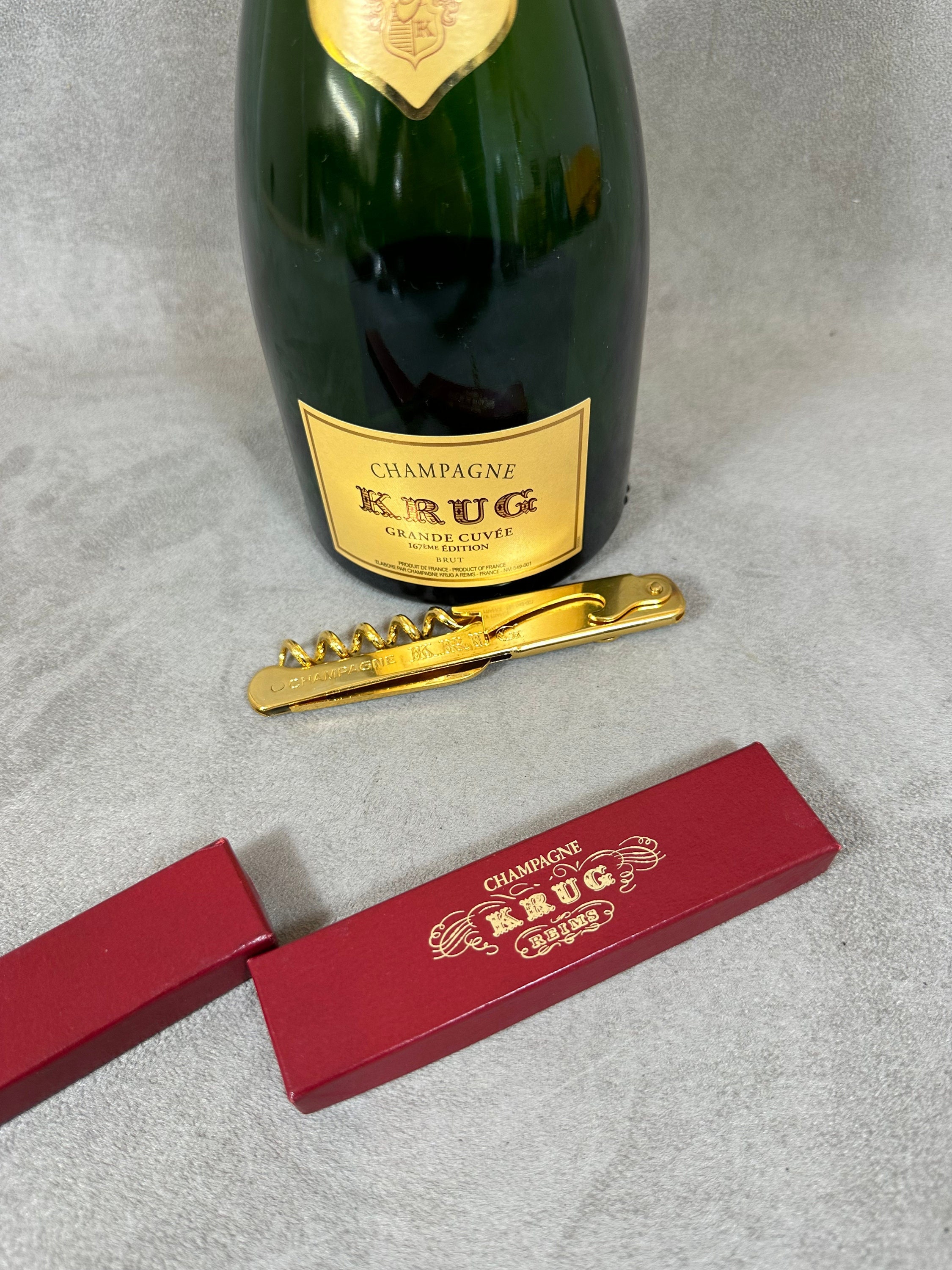 RARE Krug Champagne Bottle Opener Vintage Steel Corkscrew 