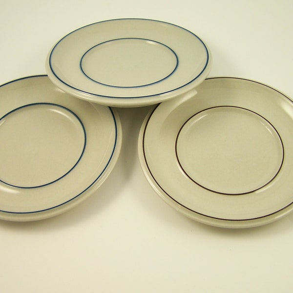 Set of saucers Saimaa and Fennica by Arabia Finland  2 blue 1 brown  vintage