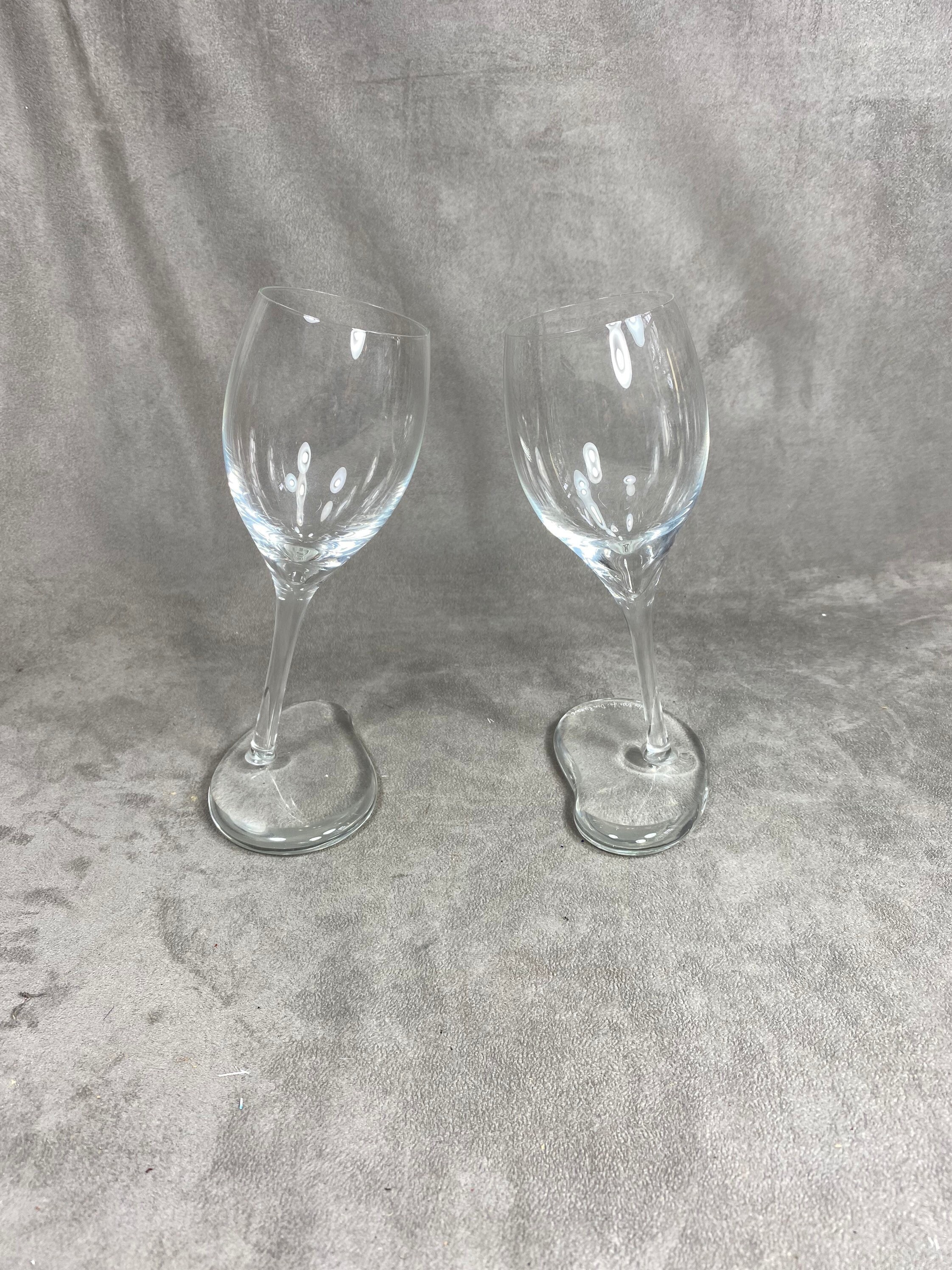 Very Rare 2 Magnifiques Flutes en Cristal Champagne Dom Ruinart Vintage Par Maarten Baas