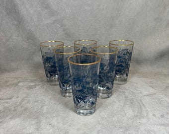 Set of 6 glasses of rum coca Bacardi vintage retro glass Made in France 1980’s
