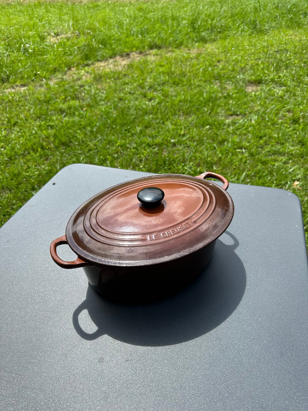 Cocotte Ancienne Cousances 18 Cm - Fonte Orange (fabrication Française Vintage)