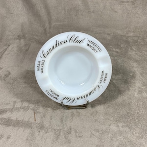 Advertising Glass Ashtray, Canadian Club Hiram Walker&#39;s Imported Whisky, Made in USA, Vintage 1980