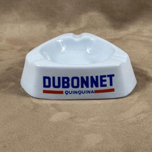 Triangular Blue faience Advertising Ashtray DUBONNET Made in France Vintage 1980