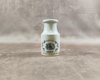 RARO Olla de mostaza antigua de gres, fabricante de mostaza Grey-Poupon, Dijon, Creil y Montereau, hecha en Francia, 1900