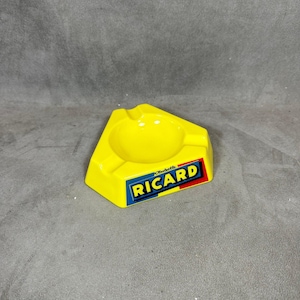 Ricard Bar Ashtray Triangular Yellow Vintage Glass Advertising Ashtray Vintage 1960