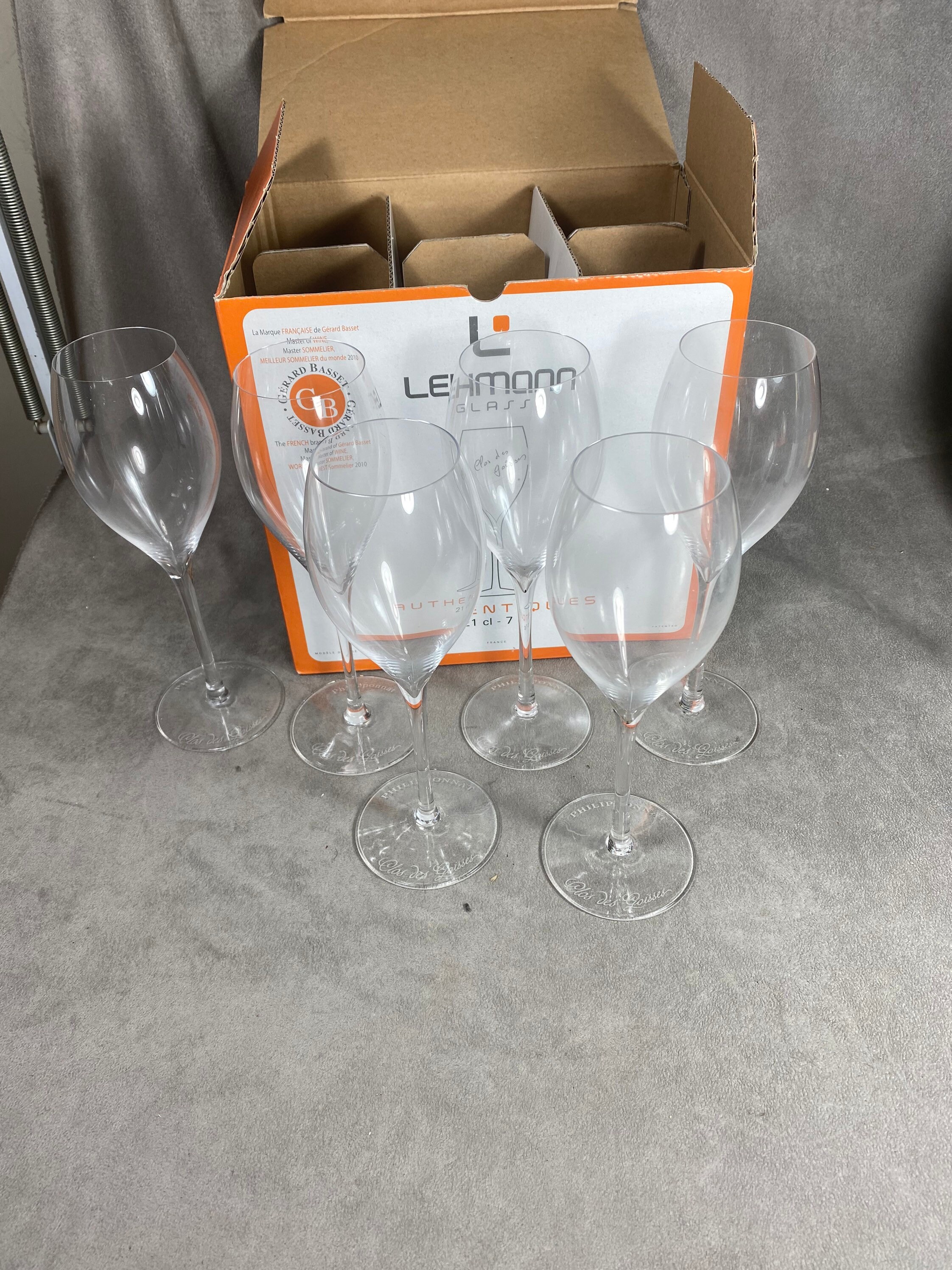 Lot de 6 Flûtes Philipponnat Clos Des Goisses Par Lehman en Cristal Vintage Made in France Années 19