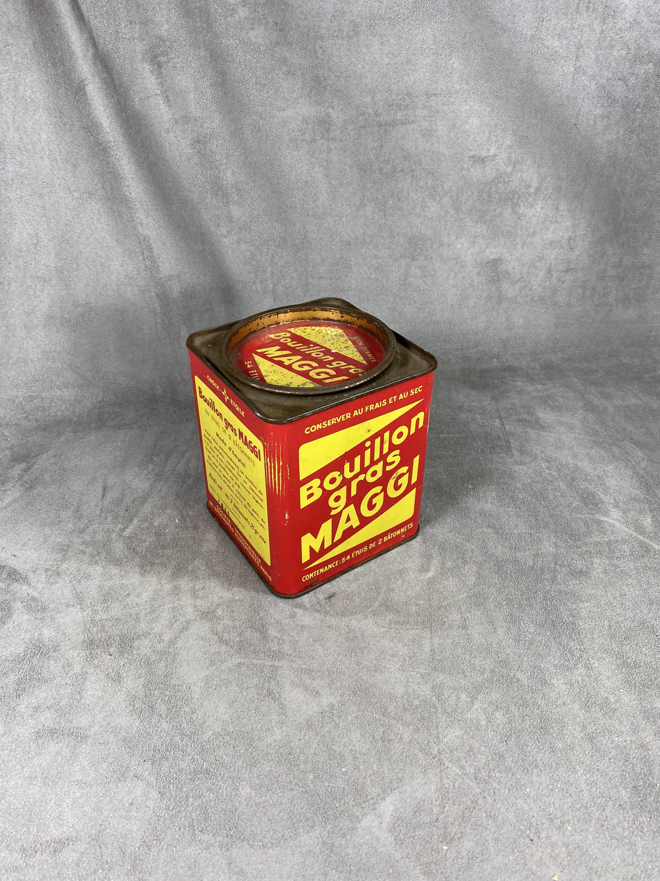 Boite de Cube Bouillon Gras Maggi en Aluminium Vintage Années 1970