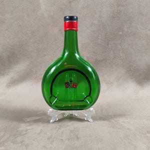 Vintage advertising ashtray Armagnac Marquis de Cassade shaped glass bottle