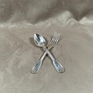 Set of 2 cutlery including 1 fork and 1 tablespoon in silver metal vintage Ruolz Made in France