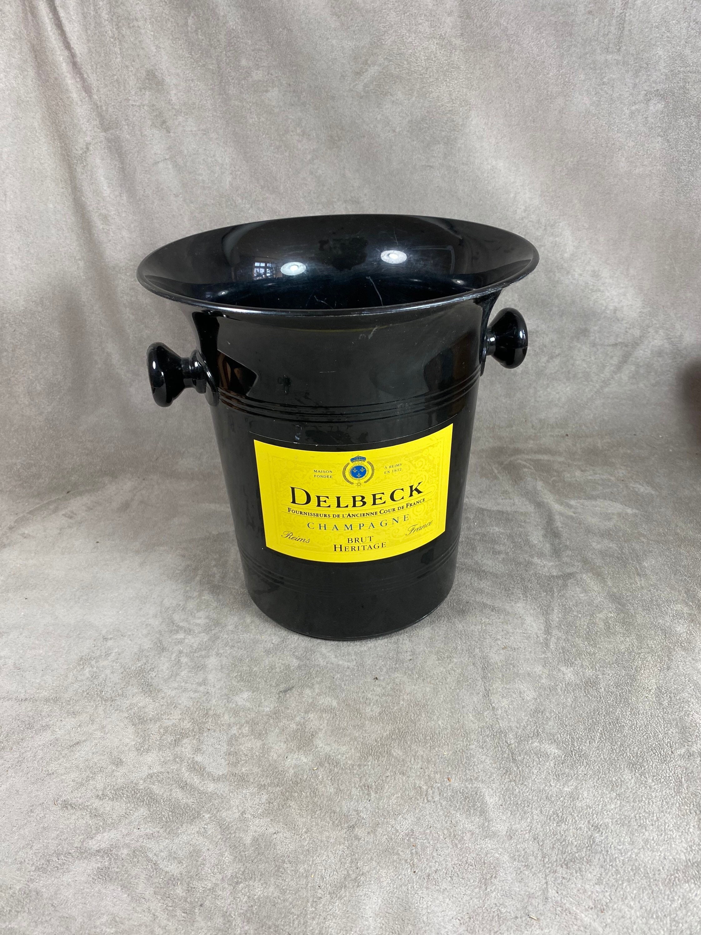 Seau à Champagne Delbeck Fournisseur Des Rois de France en Plastique Noir Vintage Made in France