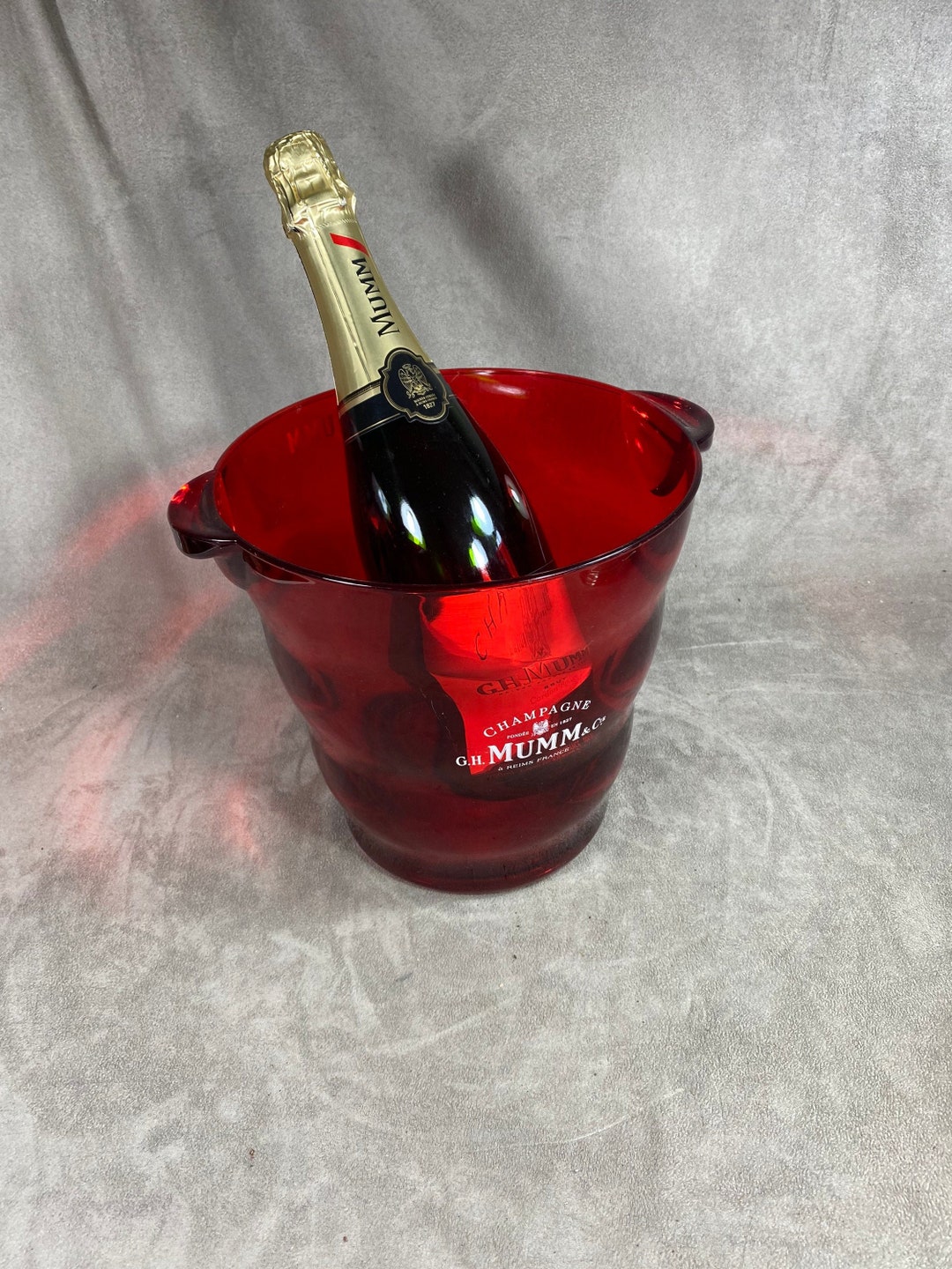Vintage Red Plastic Champagne Bucket Mumm Cordon Rouge Made in France
