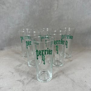 Set Perrier de 6 verres Perrier vintage made in France Années 1980