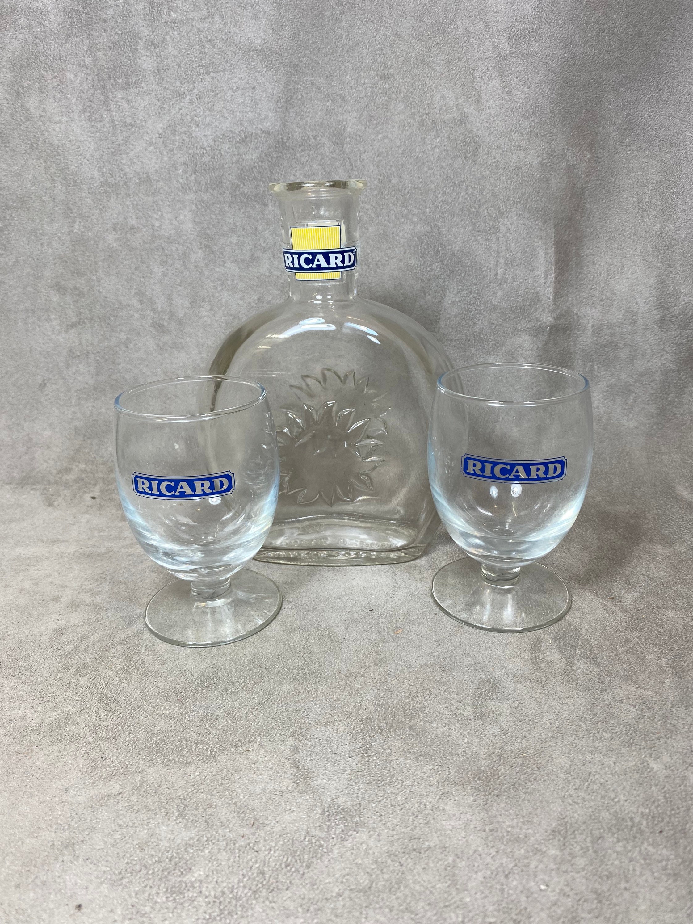 Carafe Ricard et 2 Verres Vintage Articles Publicitaires | Made in France Années 1970
