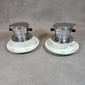 Set of 2 solid stainless steel vintage coffee filters Made in France 1970