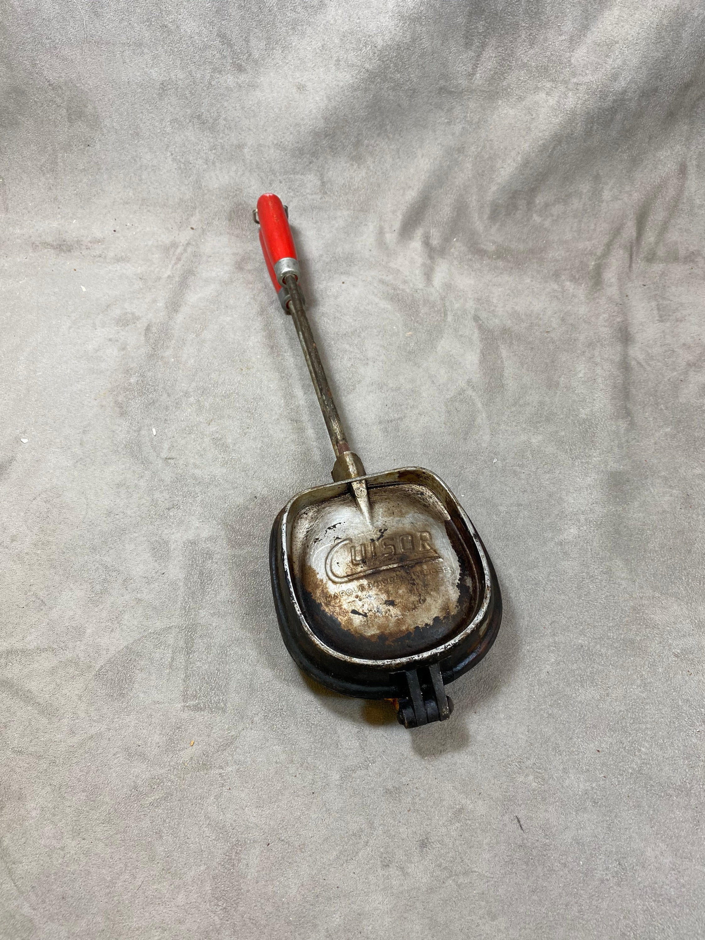 Appareil à Croque-Monsieur Cuisor 1 Plaques en Fonte d'aluminium avec Poignées Bois Toasteur Ancien 