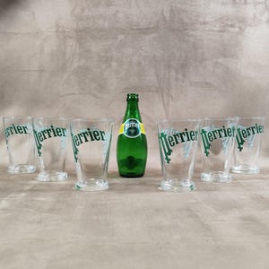 Set of 6 glasses Perrier sparkling water Made in France Vintage 1980