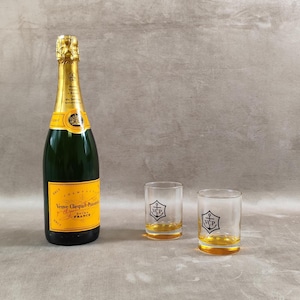 Set of 2 Veuve Clicquot Water Glasses Trendy Line Made in France Vintage 1990
