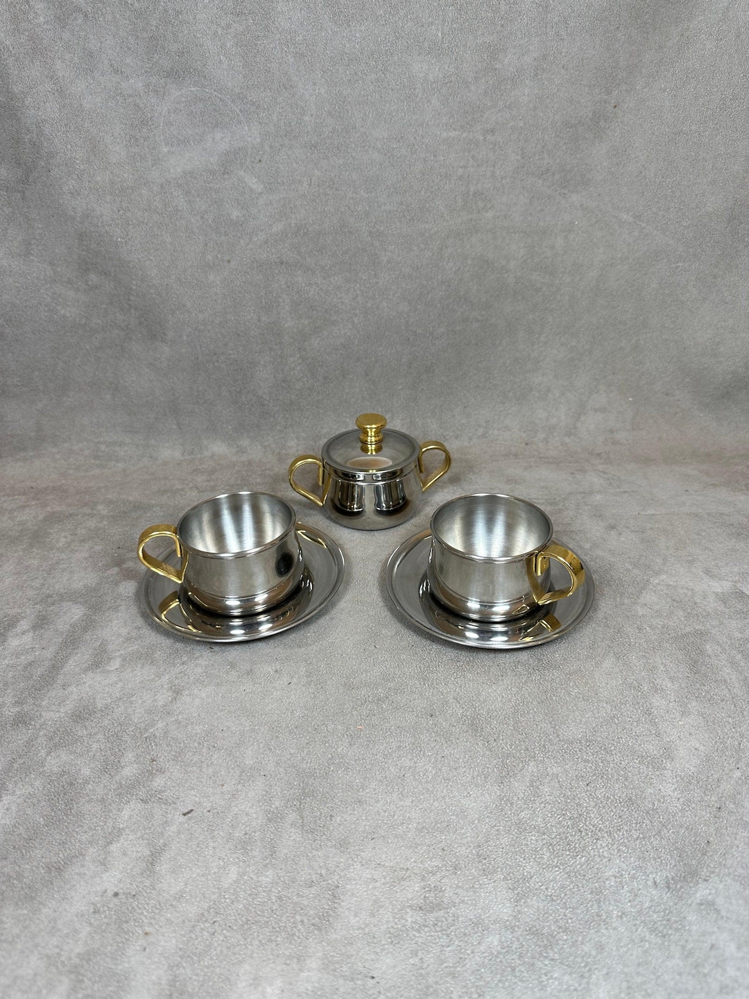 Set De 4 Tasses à Expresso Inox 18/10, Inoxriv Italie Vintage 1970 1990