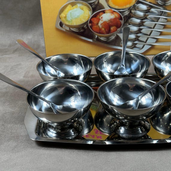 Lot De 6 Coupes à Glace Vintage En Inox 18/10 - Fabrication Française