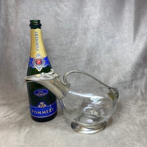 VERY RARE Decanter carafe in crystal and tin  Champagne Pommery vintage Made in France 1960